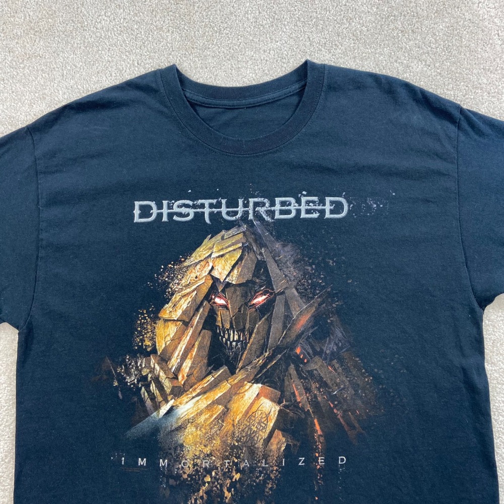 Disturbed T-Shirt Mens L Black Immortalized 2016 World Tour Graphic Band Tee